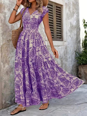 V-neck Long Sleeve Big Hem Dress