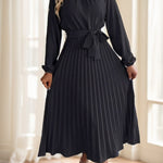 Women's Bow-Tied A-Line Pleated Dress