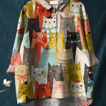 Casual Long Sleeve Shirt Animal Print Hawaiian Long Sleeve Blouse