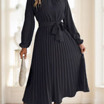 Women's Bow-Tied A-Line Pleated Dress