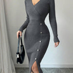 French Waist-tight Mid-length Sheath Inner Wear Base Skinny Knit Dress