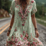 Women's Fashionable New Flower Striped Vest Dress