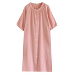Japanese Crepe Pure Cotton Nightdress Women's Loose Homewear