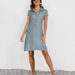 Split Pocket Large Swing Skirt Plus Size Casual Denim Dress