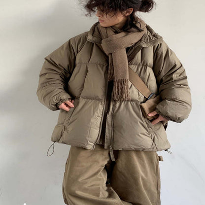 Japanese‑Style Retro Workwear Down Jacket – Boys & Girls Warm Bread Coat | Basic Streetwear Winter Outerwear