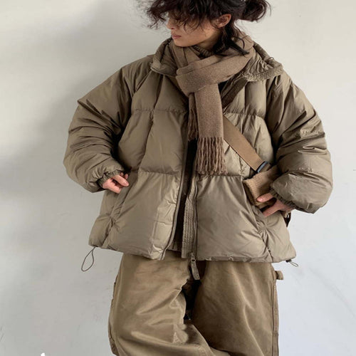 Japanese‑Style Retro Workwear Down Jacket – Boys & Girls Warm Bread Coat | Basic Streetwear Winter Outerwear