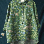 Casual Long Sleeve Shirt Animal Print Hawaiian Long Sleeve Blouse