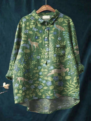 Casual Long Sleeve Shirt Animal Print Hawaiian Long Sleeve Blouse