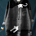 Casual Long Sleeve Shirt Animal Print Hawaiian Long Sleeve Blouse