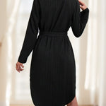 Women's Solid Color Long Sleeve Midi Dress Fall Women Dresses