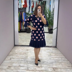 Women's Polka Dot Pleated Stitching Dress