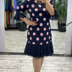 Women's Polka Dot Pleated Stitching Dress