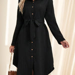 Women's Solid Color Long Sleeve Midi Dress Fall Women Dresses