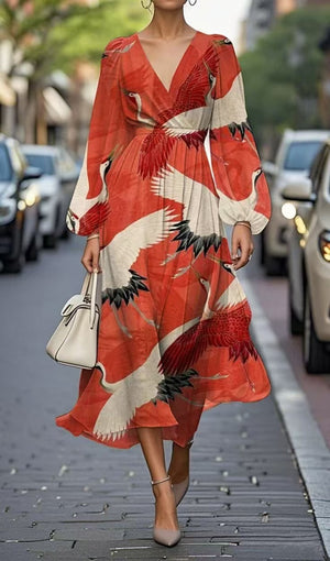 Printed Casual Retro Sexy Dress