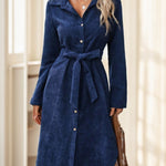 Women's Solid Color Long Sleeve Midi Dress Fall Women Dresses