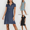 Split Pocket Large Swing Skirt Plus Size Casual Denim Dress