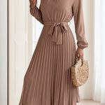 Women's Bow-Tied A-Line Pleated Dress