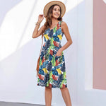 Female Versatile Sleeveless Printed Dress Spring And Summer
