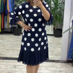 Women's Polka Dot Pleated Stitching Dress