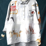 Casual Long Sleeve Shirt Animal Print Hawaiian Long Sleeve Blouse