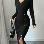 French Waist-tight Mid-length Sheath Inner Wear Base Skinny Knit Dress