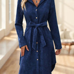 Women's Solid Color Long Sleeve Midi Dress Fall Women Dresses
