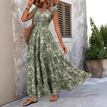 V-neck Long Sleeve Big Hem Dress
