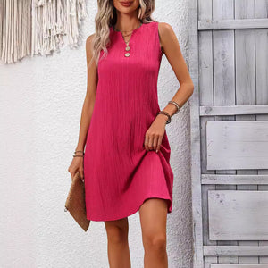 Women's Elegant Pleated Sleeveless V-neck Dress