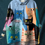 Casual Long Sleeve Shirt Animal Print Hawaiian Long Sleeve Blouse