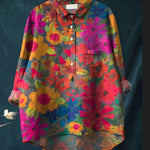 Casual Long Sleeve Shirt Animal Print Hawaiian Long Sleeve Blouse