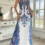 Dress V-neck Sleeveless Jumpsuit Print