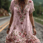 Women's Fashionable New Flower Striped Vest Dress