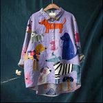 Casual Long Sleeve Shirt Animal Print Hawaiian Long Sleeve Blouse