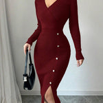 French Waist-tight Mid-length Sheath Inner Wear Base Skinny Knit Dress