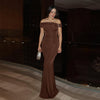Off-shoulder Pleated Slim Fit Sexy Backless Dress Women
