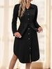 Women's Solid Color Long Sleeve Midi Dress Fall Women Dresses