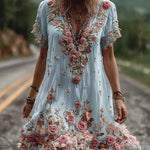 Women's Fashionable New Flower Striped Vest Dress